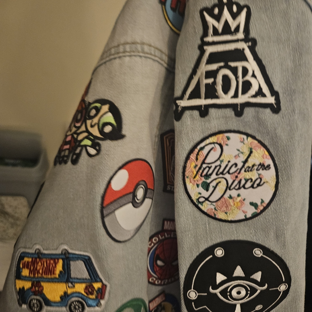 Denim Jacket with Colorful Patches - Picture 5 of 7